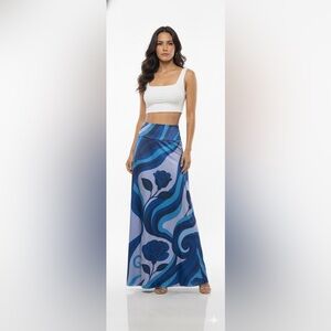 Blue Floral Maxi Skirt